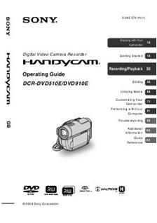 Sony DCR DVD 510 E manual. Camera Instructions.